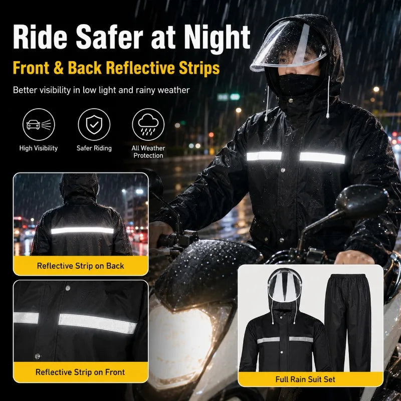 Waterproof Rain Suit | Jacket & Pants with Reflective Strips Waterproof Rain Suit QXL