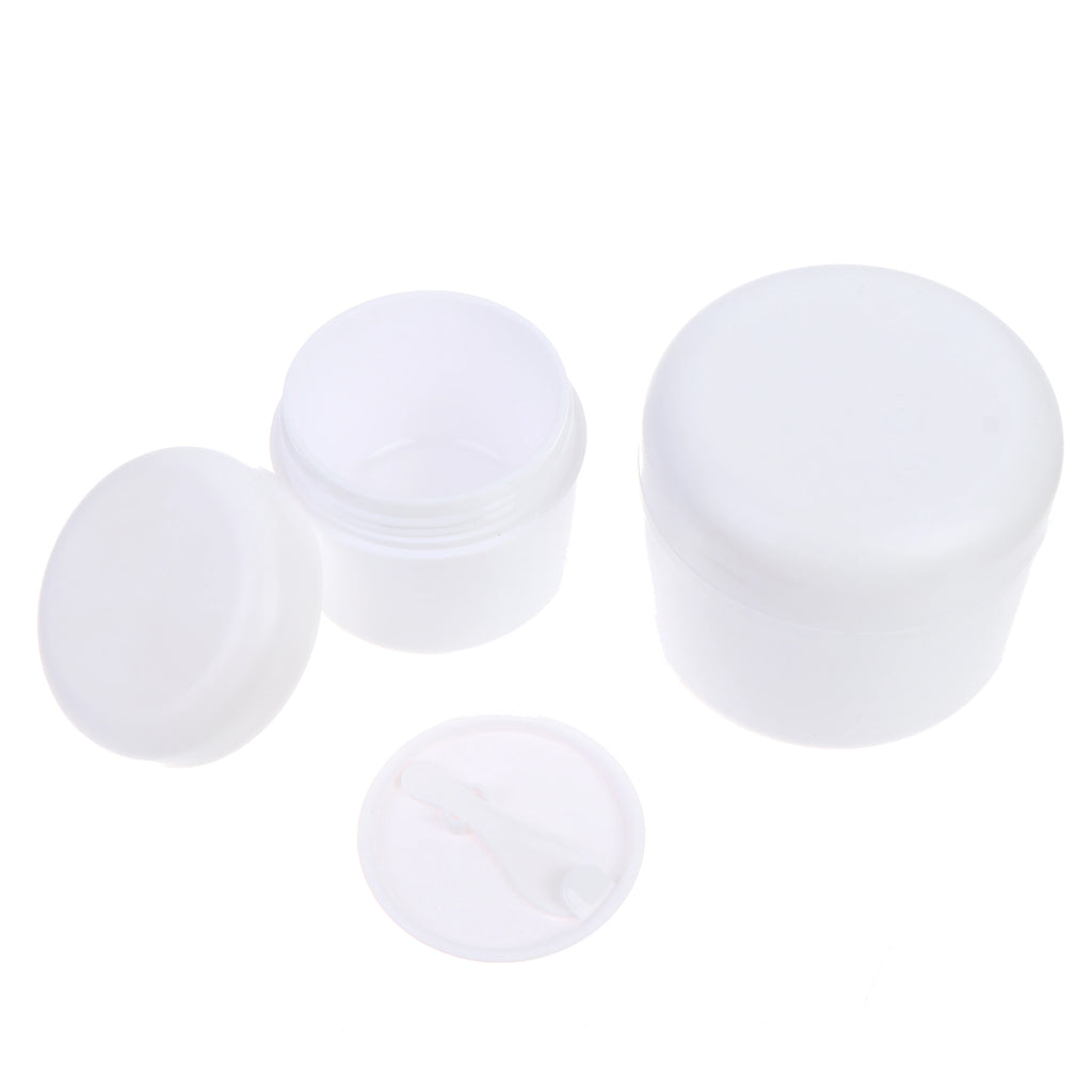 Refillable Plastic Cosmetic Jar with Spoon | 50/100/120g Cosmetic Jar QXL