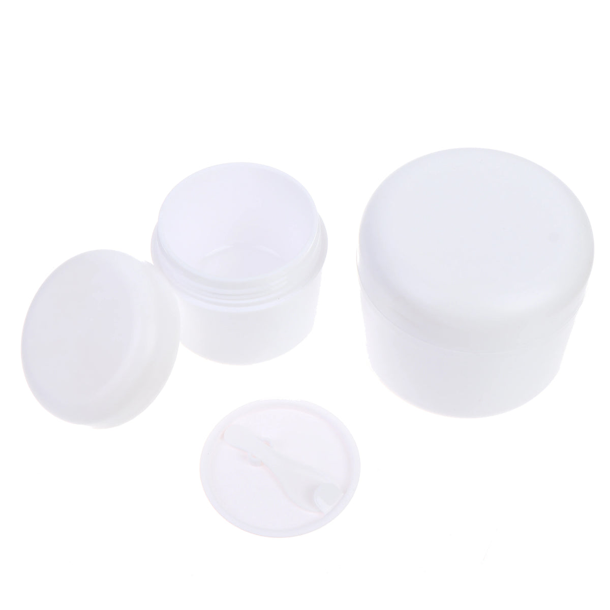 Refillable Plastic Cosmetic Jar with Spoon | 50/100/120g Cosmetic Jar QXL
