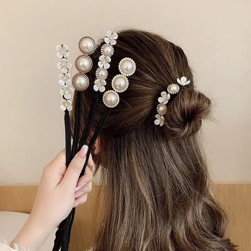 Pearl Flower Bun Maker & Hair Braider Styling Tool Hair Bun Maker QXL