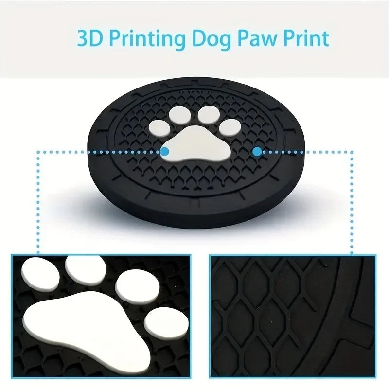 2-Pack Paw Print Silicone Car Cup Holder Coasters | Anti-Slip Car Cup Holder Coaster QXL