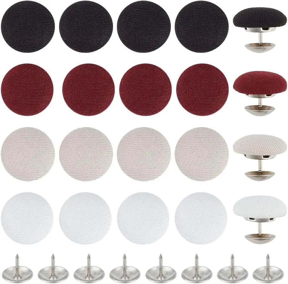 40-Set Cloth Covered Metal Shank Buttons 17mm | 4 Colors Sewing Buttons QXL AECH04-13580