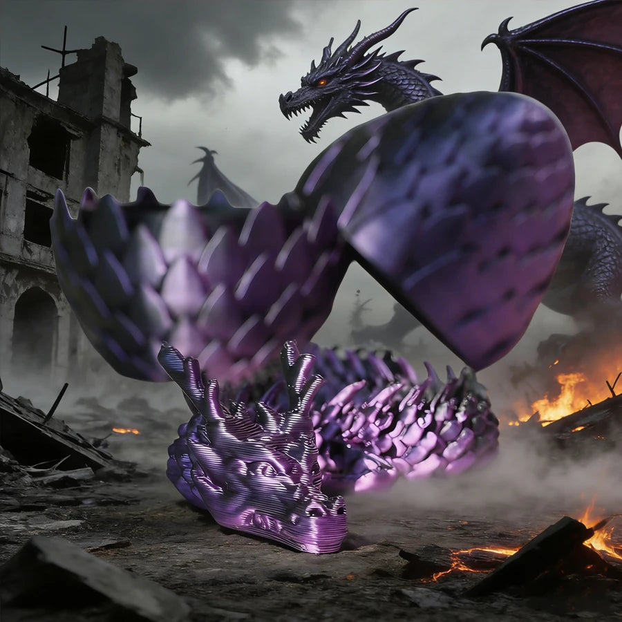 Articulated 3D Printed Dragon Model 60cm + Egg | Fantasy Decor Collectible Dragon Figure QXL