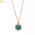 Natural Crystal Gemstone Refillable Perfume Diffuser Necklace Diffuser Pendant Necklace QXL Aventurine-Gold