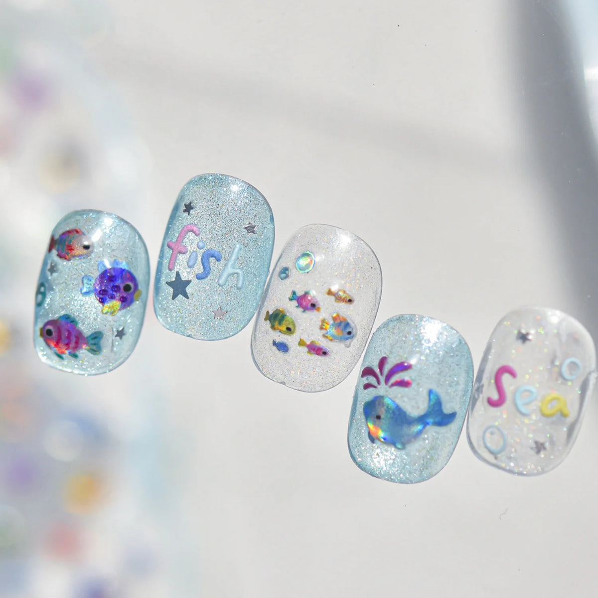 5D Ocean Nail Stickers – Jellyfish, Dolphin & Coral Decals Nail Art Stickers QXL