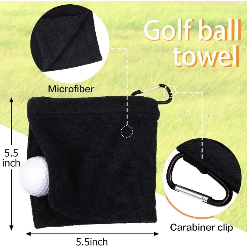 2-Pack Microfiber Golf Ball Cleaning Towels with Snap Hook Golf Cleaning Towel QXL