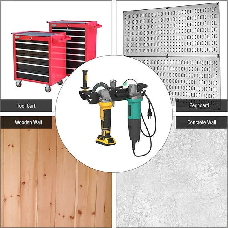 Wall-Mount Angle Grinder Holder & Cord Hanger | Metal Rack Tool Storage Rack QXL