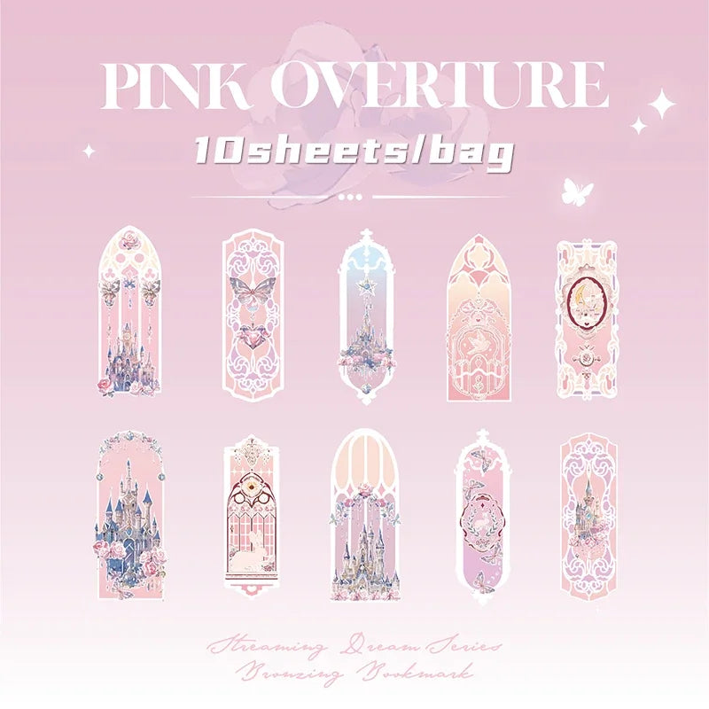 Glitter PVC Bookmarks – Castle & Butterfly Pattern | Gift Decorative Bookmarks QXL Pink