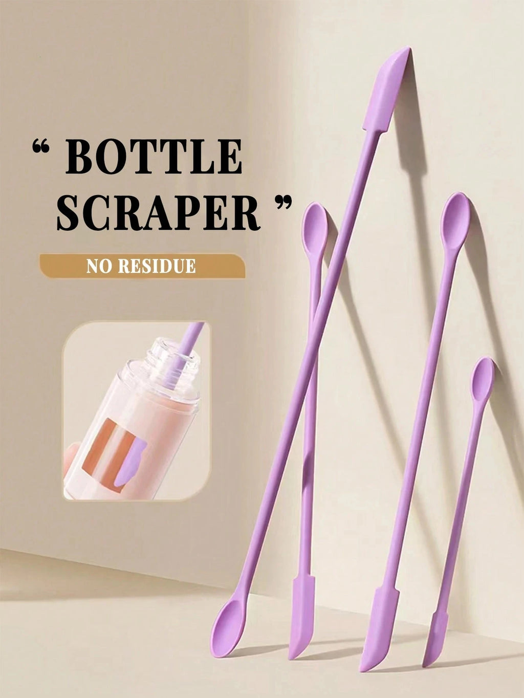 3-Pack Double-Headed Silicone Bottle & Jar Makeup Scraper Makeup Scraper Tool QXL