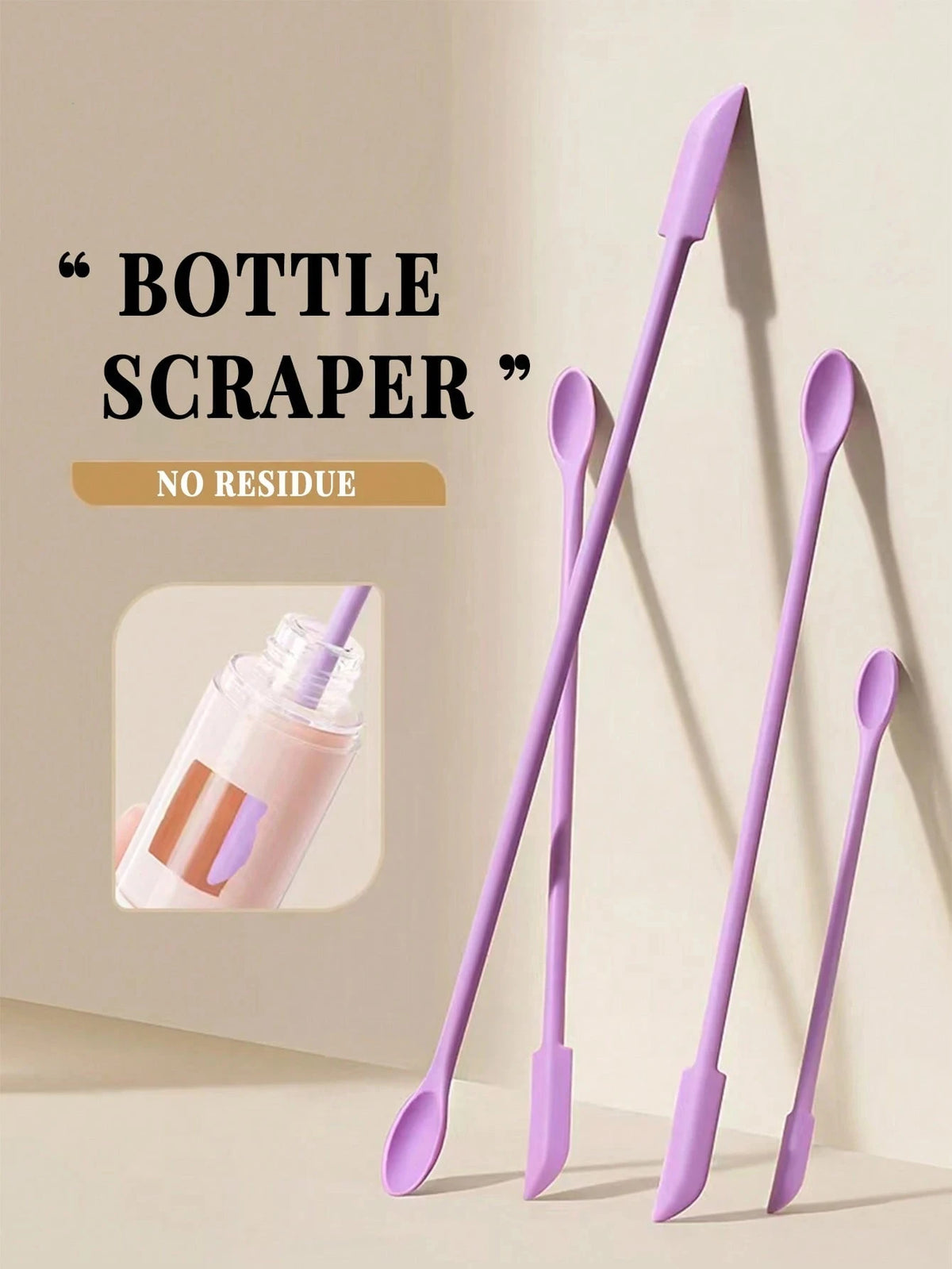 3-Pack Double-Headed Silicone Bottle & Jar Makeup Scraper Makeup Scraper Tool QXL