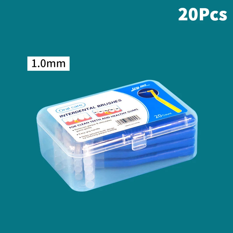 20-Pack L-Shaped Angled Interdental Brushes for Braces Interdental Brush QXL Blue