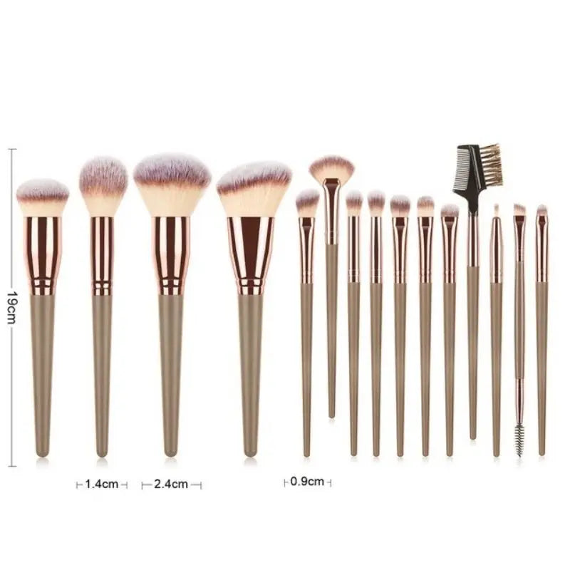 15-Piece Makeup Brush Set | Face, Eyes & Lips Synthetic Brushes Makeup Brush Set QXL
