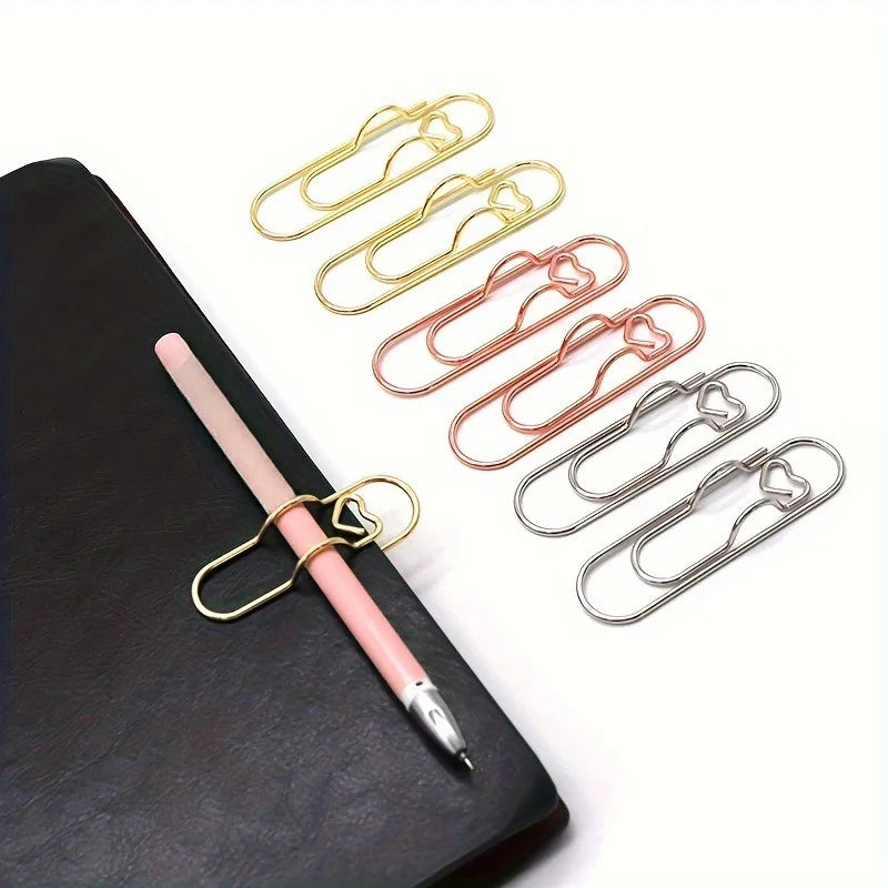 4-Pack Love Heart Pen Clips for Notebooks & Planners Pen Clip Holder QXL
