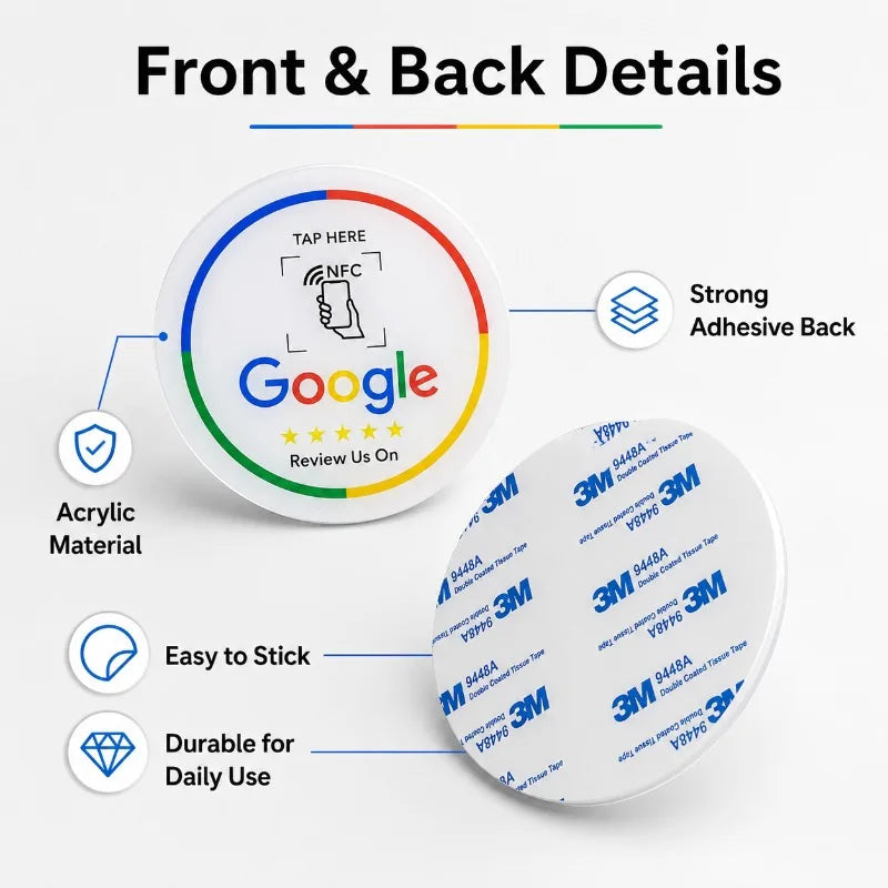 NTAG215 NFC Google Review Table Sticker | 10cm Acrylic NFC Review Sticker QXL