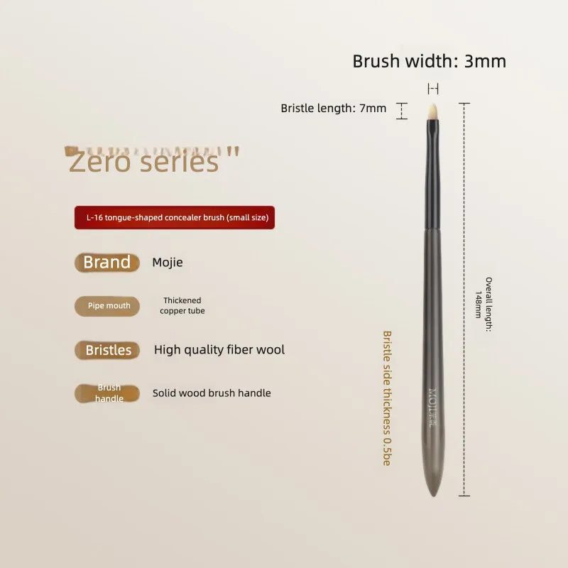 Moji L16 Tongue-Shape Concealer Brush | Wool Fiber Flat Tip Concealer Brush QXL L16 small