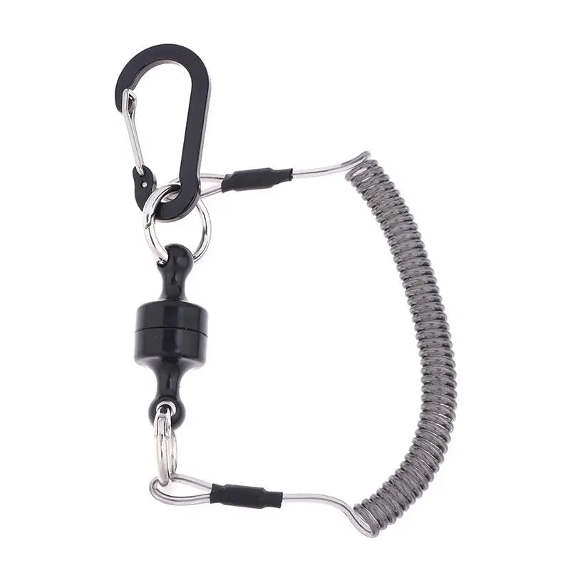 Magnetic Net Release Holder & Coiled Lanyard | Fly Fishing Fishing Tool Lanyard QXL Black