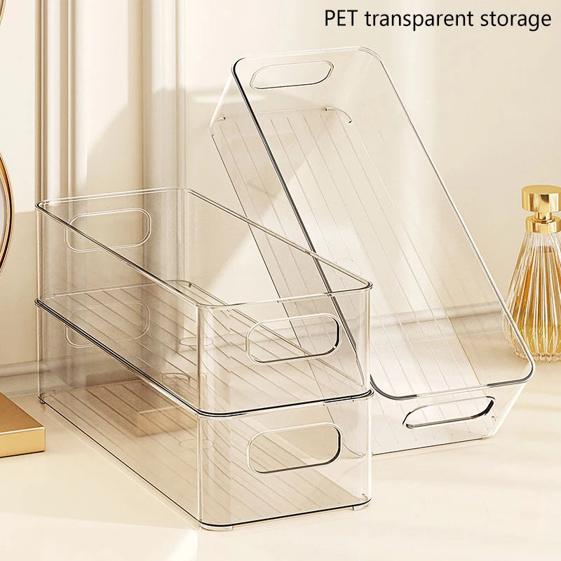 Clear Stackable Fridge Organizer Bin with Handles | Multi-Use Storage Organizer Bin QXL