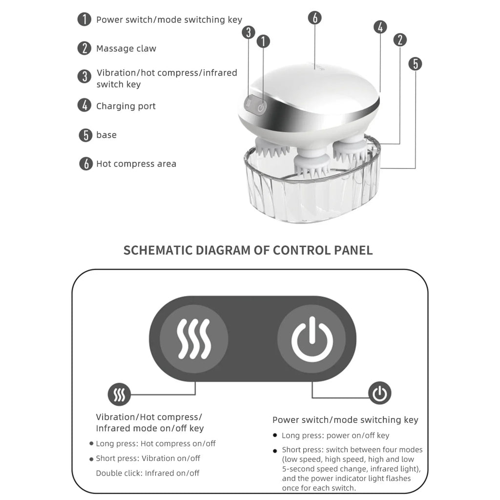 Waterproof Electric Scalp Massager | Hot Compress & Red Light Electric Scalp Massager QXL