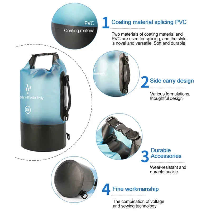 Waterproof Dry Bag 2L–20L | Kayaking Hiking Camping Waterproof Dry Bag QXL