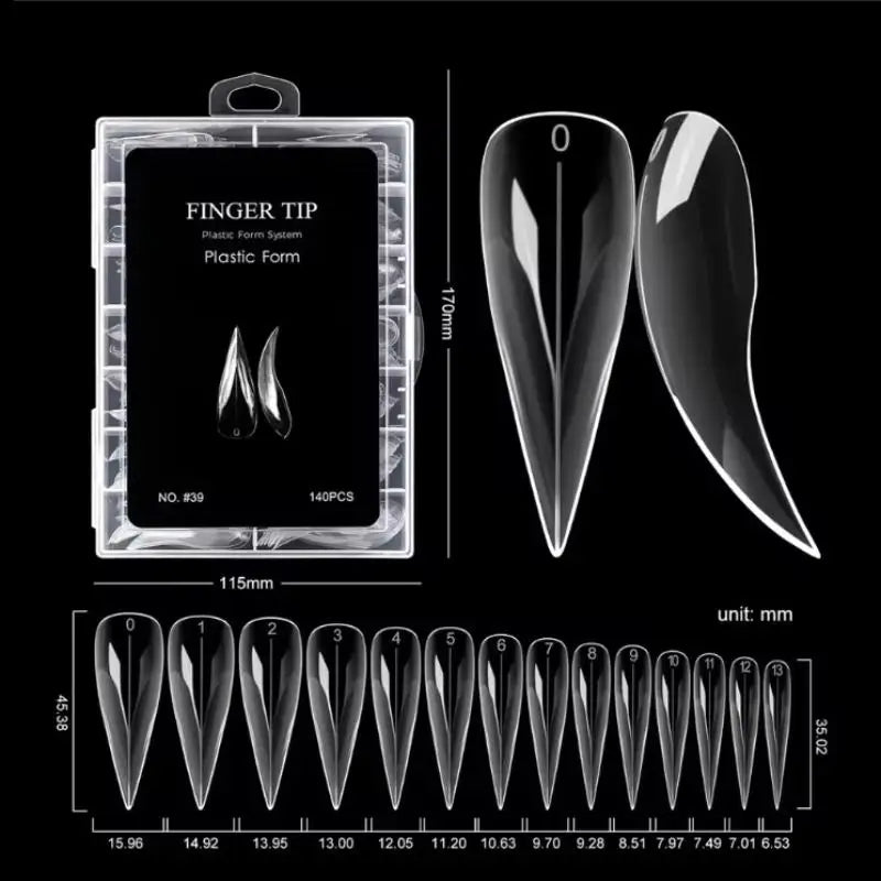 140-Pc Stiletto Curved Dual Nail Forms | Cat's Claw Molds Nail Extension Forms QXL