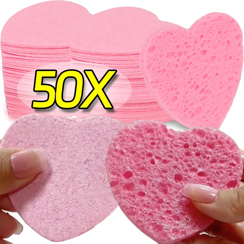 50-Pack Natural Wood Pulp Facial Cleansing Sponge Puffs Facial Cleansing Sponge QXL