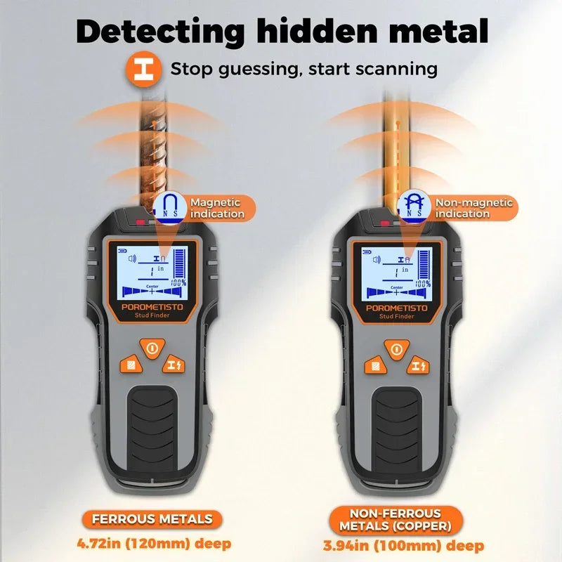 POROMETISTO DSF01 6-in-1 Stud Finder Wall Scanner | LCD Stud Finder Scanner QXL