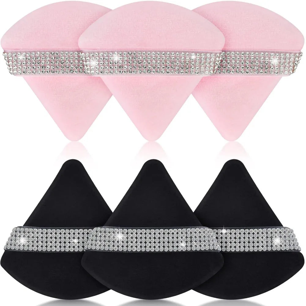 6-Pack Pink Triangle Powder Puffs | Velvet Makeup Sponge Set Makeup Powder Puff QXL