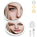 Travel Makeup Mirror with Lights – 1X/20X Magnifying, Rechargeable Lighted Makeup Mirror QXL White-20X
