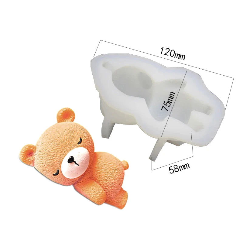 3D Sleeping Bear Silicone Mousse Cake Mold | DIY Baking Silicone Cake Mold QXL onesize