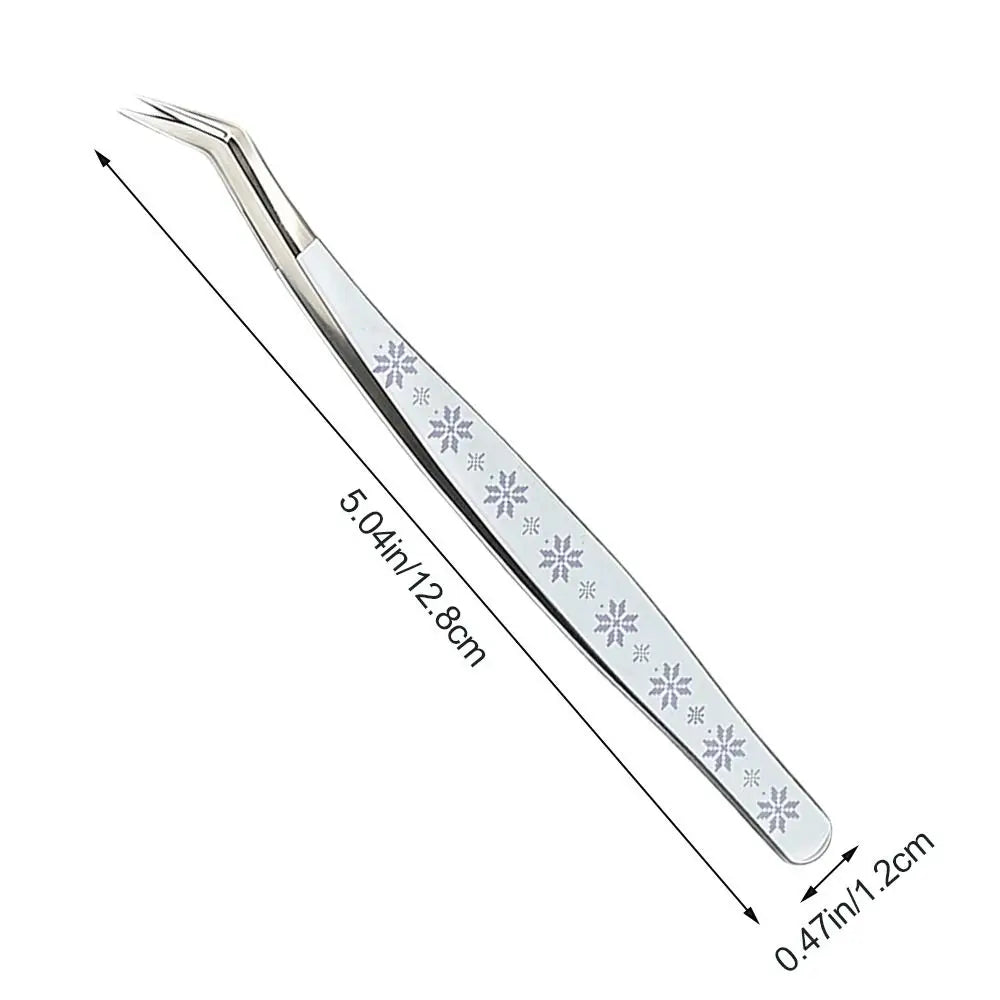 Curved Stainless Steel Eyelash Tweezers | Cartoon Pattern Design Eyelash Tweezers QXL