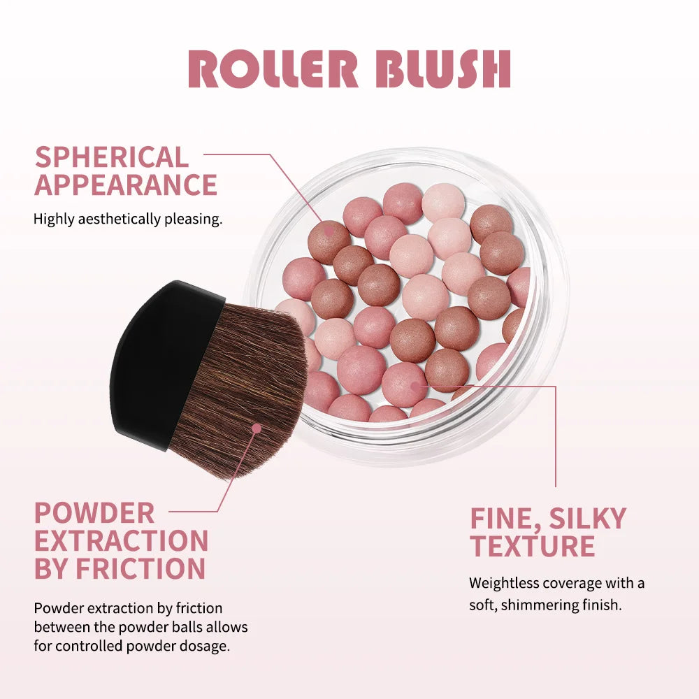 Lakerain Roller Blush Powder Beads | Shimmer Lightweight Shimmer Blush Powder QXL