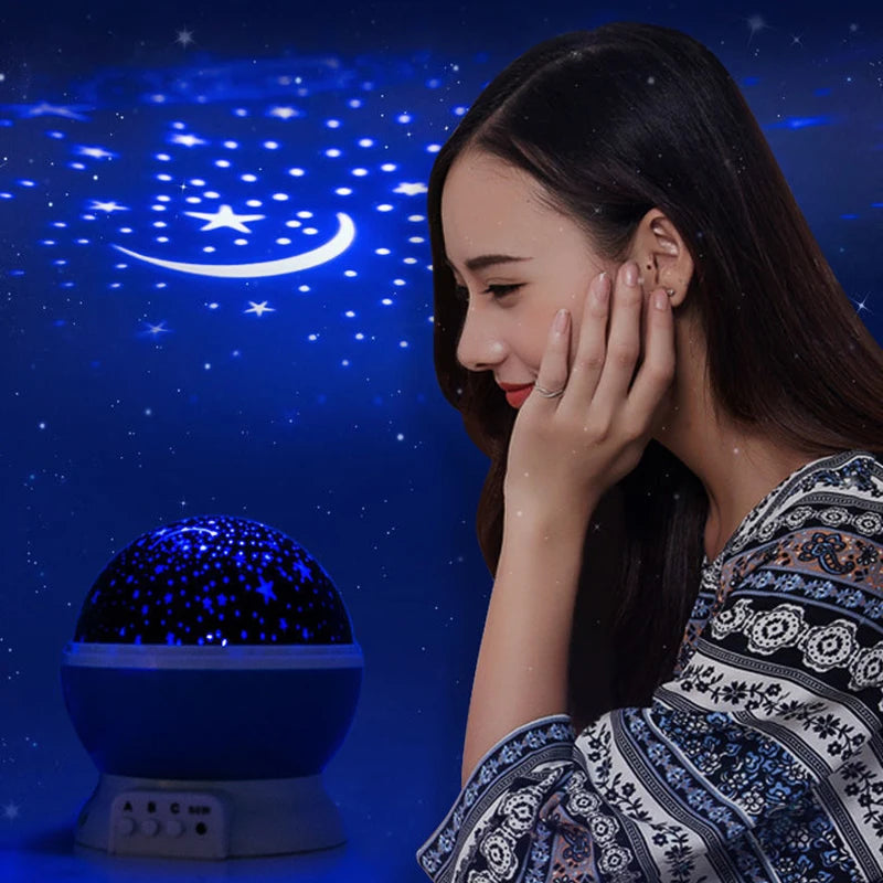 Rotating Starry Sky Projector Night Light | Galaxy & Moon Star Night Projector QXL