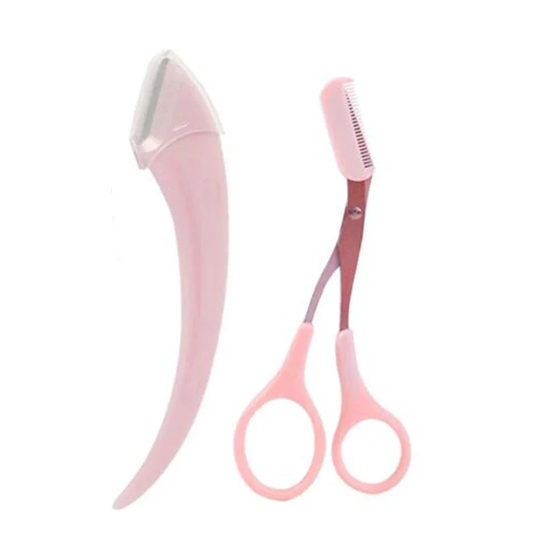 Eyebrow Trimmer Razor & Comb Set – 1/2/3 Pcs Face Shaper Eyebrow Trimmer Razor QXL C613-pink 1A1B
