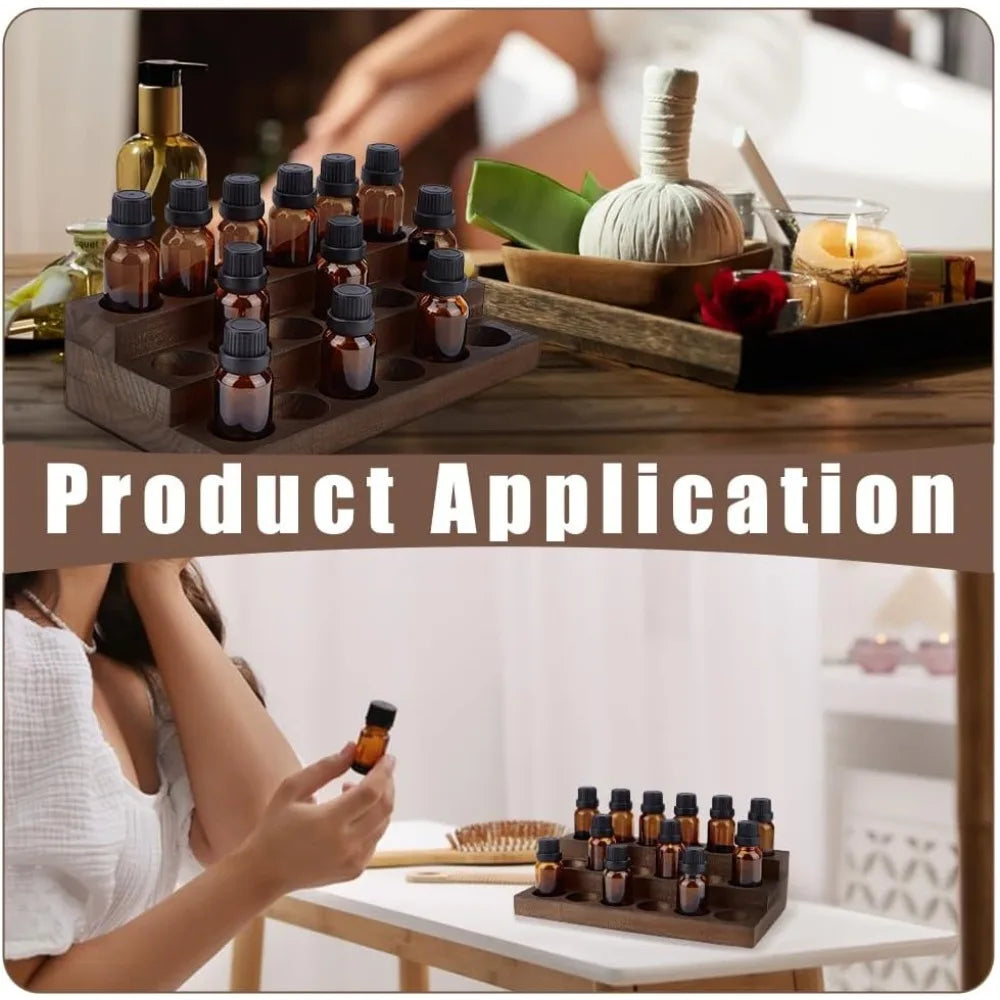 3-Tier 18-Slot Wooden Essential Oil Display Stand Organizer Essential Oil Organizer QXL