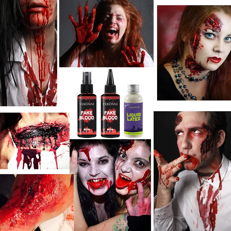 Halloween SFX Kit | Skin Wax, Fake Blood & Liquid Latex 3-Pc SFX Makeup Kit QXL