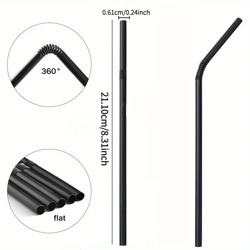 100-Pack Reusable Bubble Tea Straws with Cleaning Brush Reusable Drinking Straws QXL