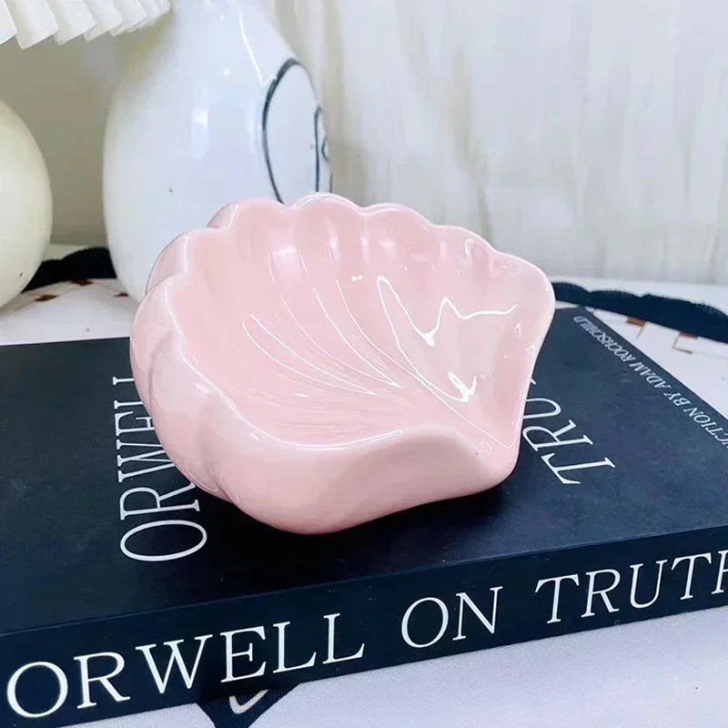 Shell Ceramic Soap Dish & Jewelry Tray | Bathroom Organizer Ceramic Soap Dish QXL