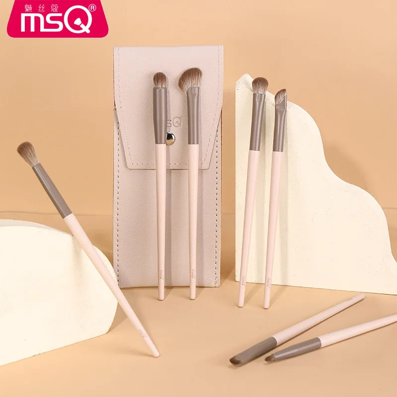 7-Piece Milk Coffee Eye Shadow & Detail Makeup Brush Set Eye Makeup Brush Set QXL 7 pieces and bags