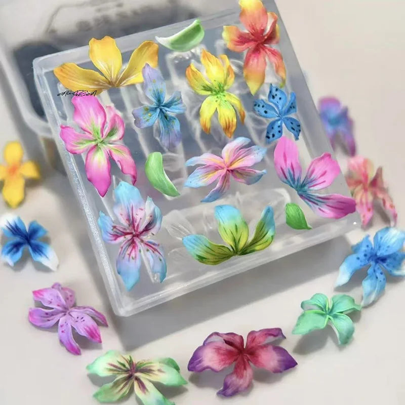 3D Hawaii Hibiscus Silicone Nail Art Mold | Floral Design Nail Art Mold QXL