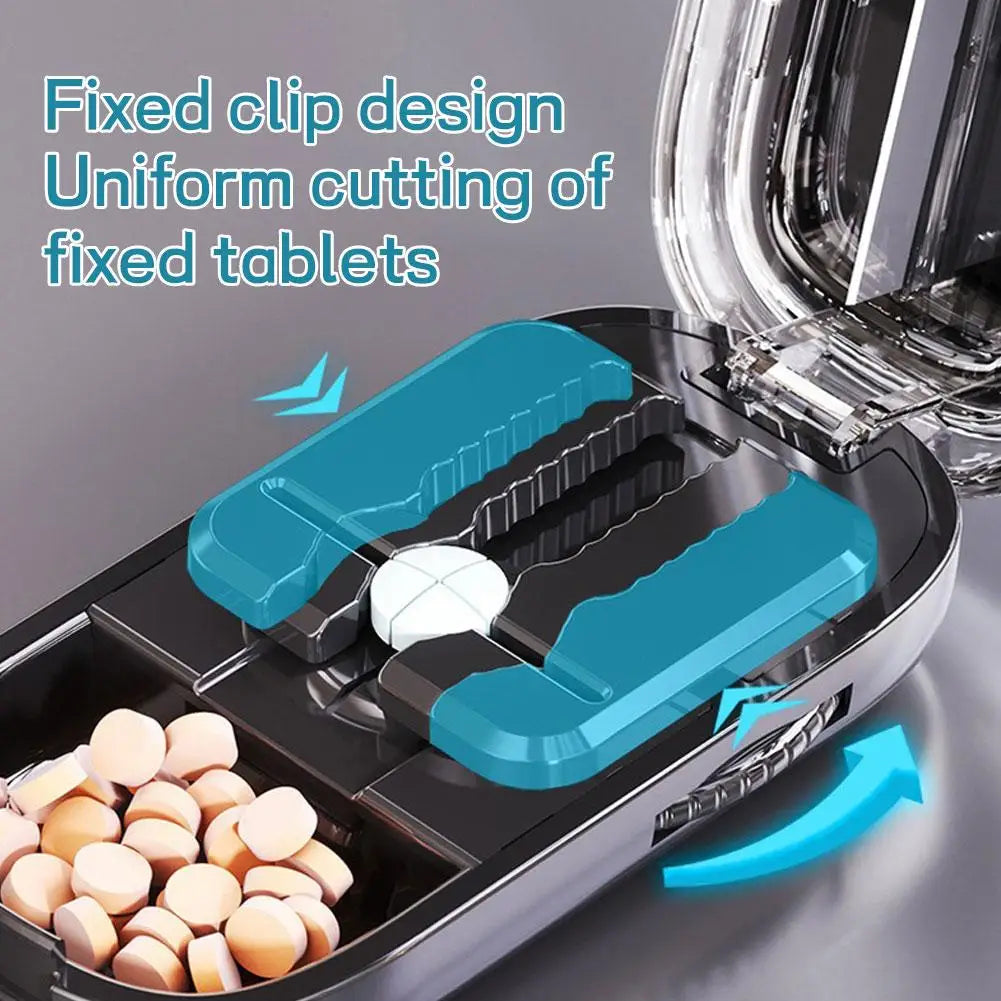 Pill Cutter & Storage Box | 1/2 & 1/4 Tablet Splitter Portable Pill Cutter Organizer QXL