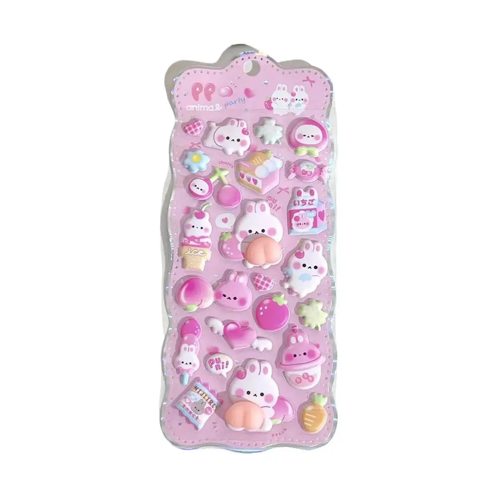 3D Kawaii Bunny Stickers | Squishy PVC DIY Decals for Crafts Kawaii Craft Stickers QXL A
