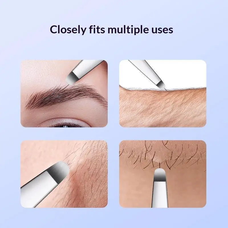 Rounded-Tip Stainless Steel Eyebrow Tweezers | Non-Slip Grip Eyebrow Tweezers QXL