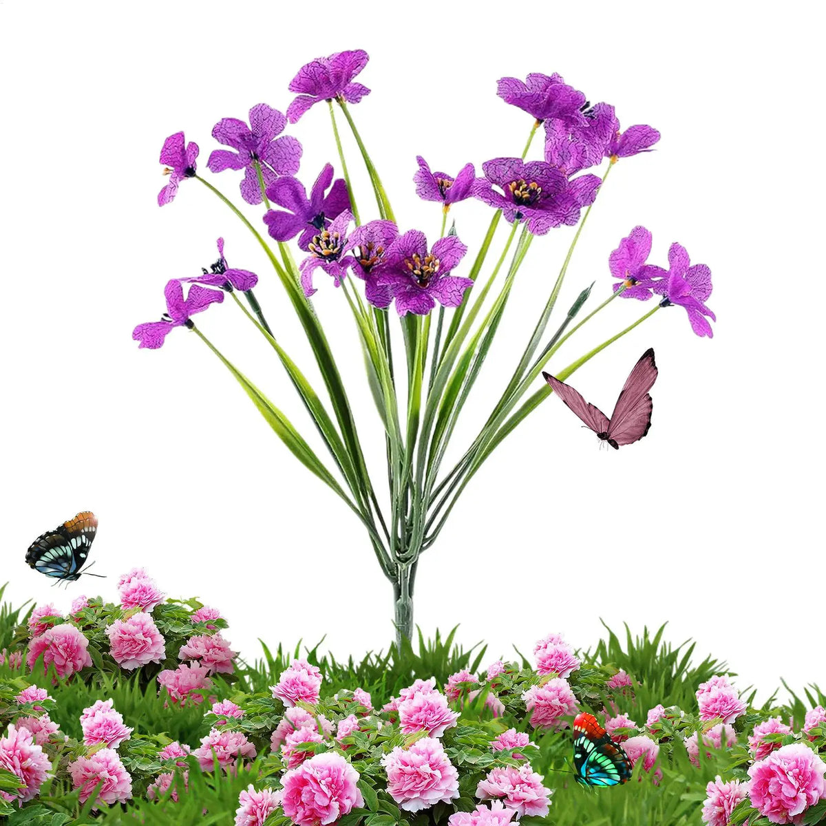 Artificial Violet Faux Flowers | UV-Resistant Outdoor Decor Artificial Flowers QXL