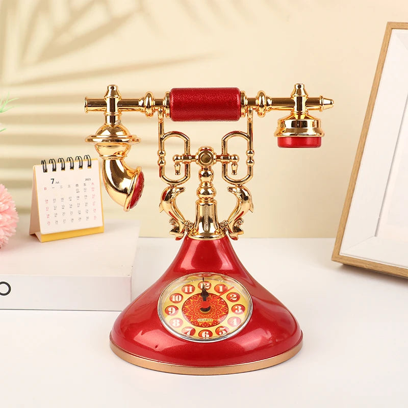 Retro Alarm Clock Telephone Model | Vintage Desktop Ornament Desktop Ornament QXL Red