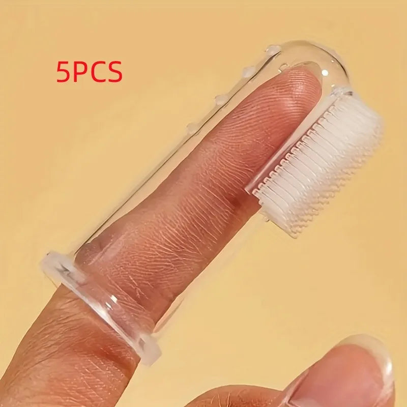 5-Pack Silicone Finger Toothbrushes for Dogs & Cats Pet Finger Toothbrush QXL