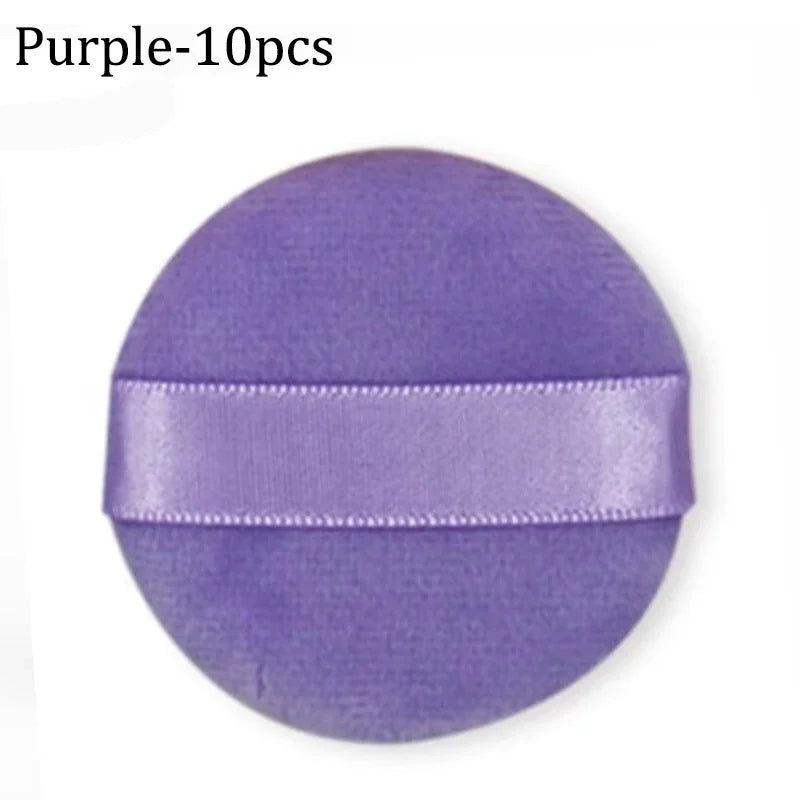Super Soft Velour Powder Puffs 5 or 10 Pack | Loose & Pressed Makeup Powder Puff QXL Purple-10pcs