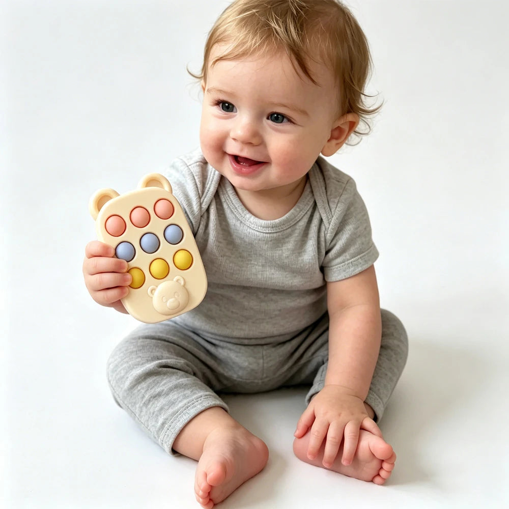 Bear Pop It Fidget Toy | 9-Button Silicone Sensory Toy for Toddlers Silicone Sensory Toy QXL