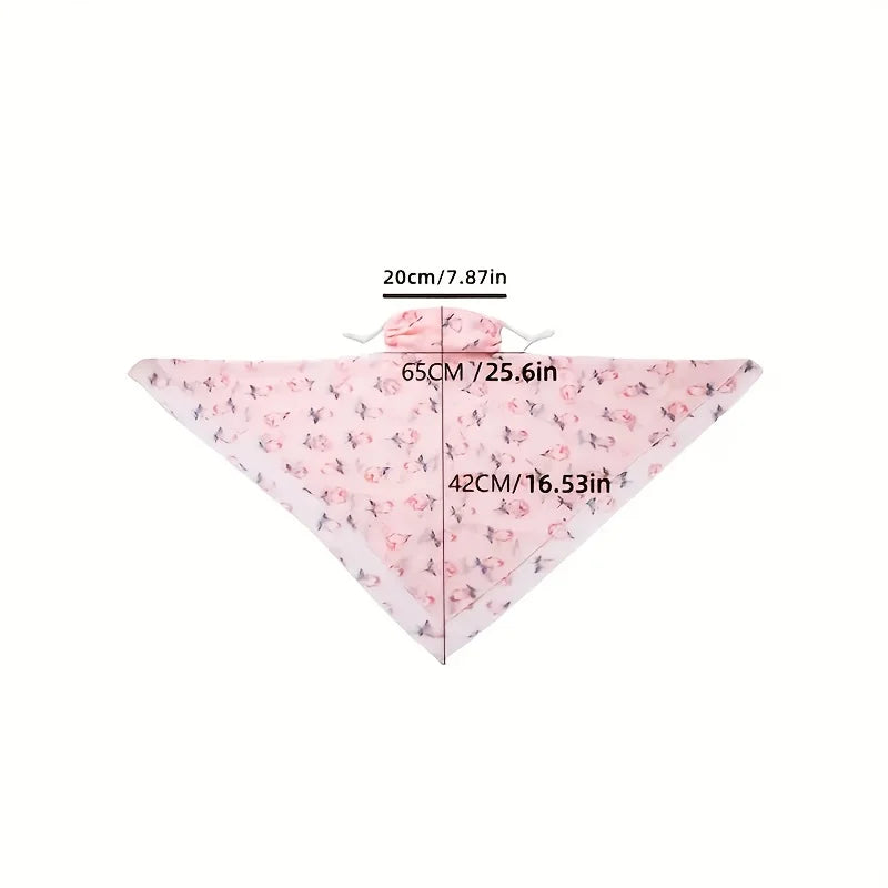 Women's UPF 50+ Floral Chiffon Sun Scarf & Neck Bandana Sun Protection Scarf QXL