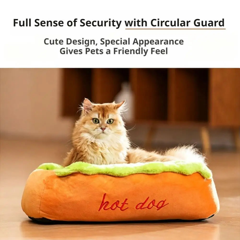 Hot Dog Shaped Pet Bed | Plush Dog & Cat Sleeping Mat Pet Bed QXL