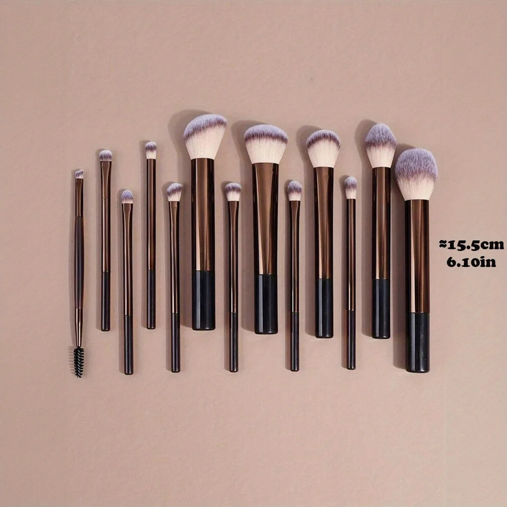 13-Pc Soft Makeup Brush Set | Aluminum Ferrule & Wool Fiber Makeup Brush Set QXL